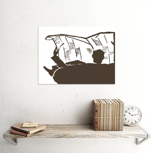 Painting Newspaper Man Armchair Reading News Outline Poster Print Bmp11687 2