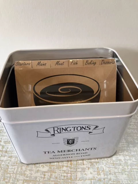 Ringtons Tea Recipe Cards Storage Tin with Still Sealed Recipe Cards