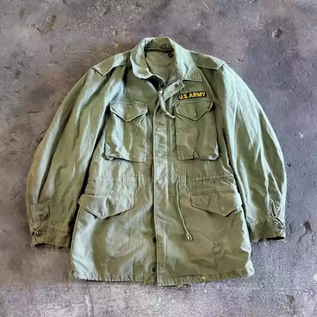 Vintage US Army M65 Jacket Men's Size M Green OG 107 Vietnam Long Coat Full Zip