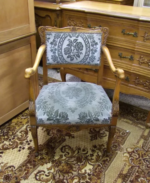Louis Xv Style French Carved Oak Bedroom Chair / Armchair -  (Cobbsac7)