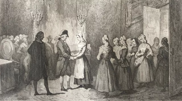 Louis XVI Empfangen Die Frauen Der Halle Revolution Französisch Gravur Um