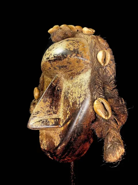 Dean Gle mask WAST Coast West African tribal art Cowrie hand crafted Dan -6620