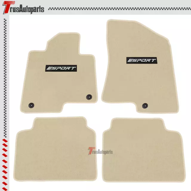 Fits 21-23 Kia K5 Optima Beige Nylon Floor Mat Non-Slip Carpets & White Sport
