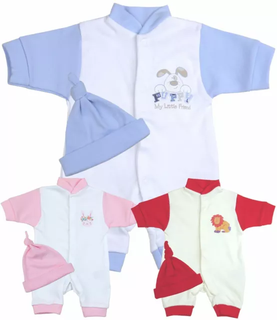 BabyPrem Premature Baby Boys Girls Clothes 2 Piece Romper & Hat Set 1.5 - 7.5lb