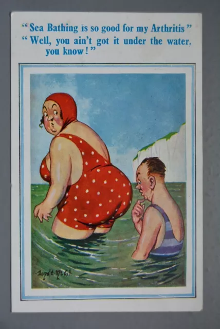 R&L Postcard: Comic, D Constance Donald McGill 39, Arthritis, Swimming Bathing