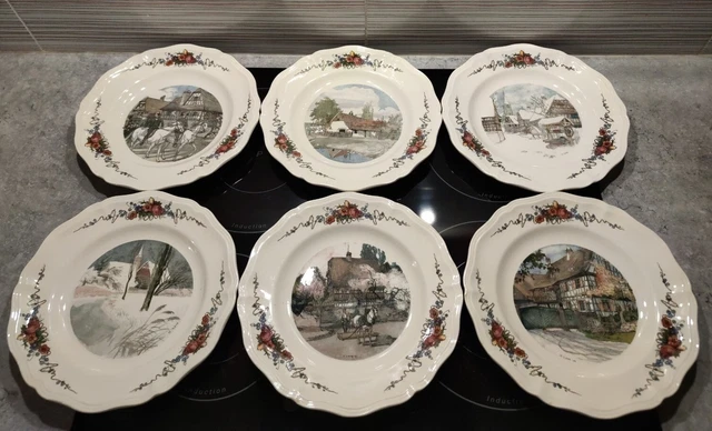6 Assiettes Plates Faïence Sarreguemines modèle Obernai - H. Loux (2)