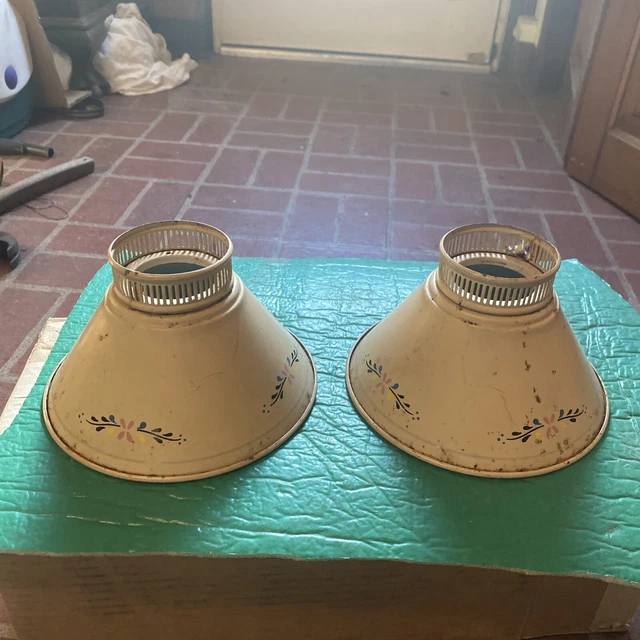 VINTAGE LAMP SHADES Pair Small Toleware Nite Light £47.56 PicClick UK