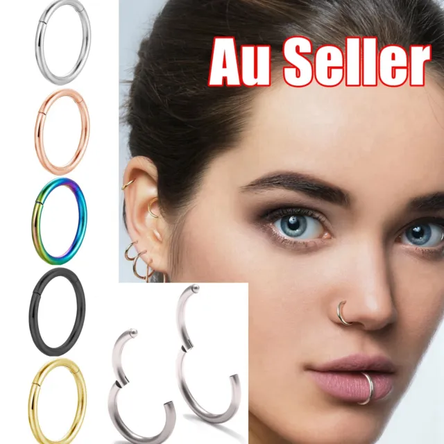 Seamless Hinged Segment Sleeper Clicker Ring Hoop Ear Lip Nose Septum Piercing