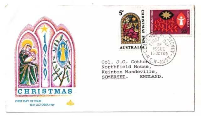 15/10/1969 Australia FDC - Christmas 1969 - Clarence St. Sydney FDI