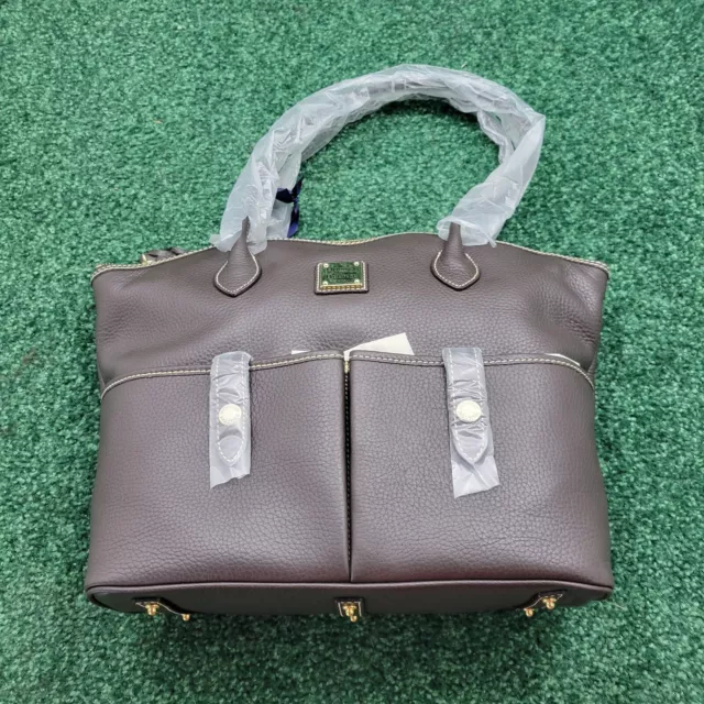 Dooney & Bourke Brown Pebble Leather Crescent Tote Bag Hand Shoulder W Bag NEW