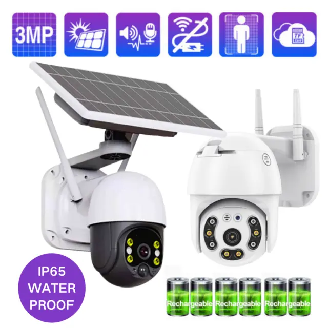 Wireless Solar Powered Security Camera Home WIFI CCTV System Rechargeable Cam