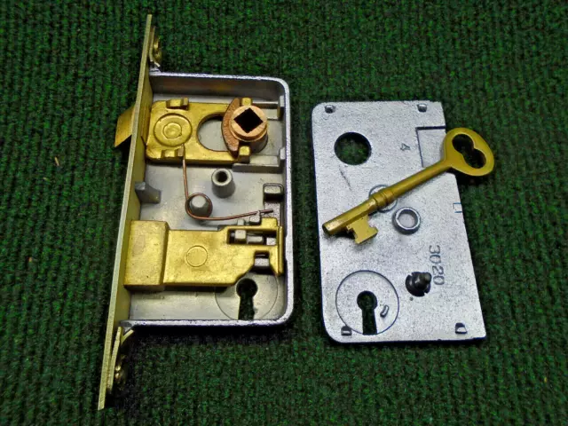 #3202 French Door Mortise Lock: Very Nice, 1 1/2" Bs, 5 1/8" Face (19657-7)