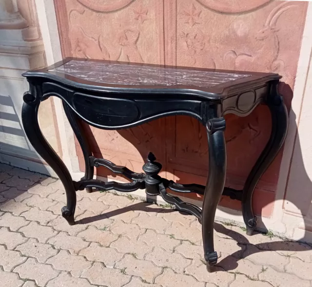 Consolle console epoca '800, struttura lavorata, piano in marmo, solo ritiro
