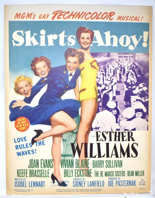 1952 Skirts Ahoy Esther Williams Joan Evans Vivian Blaine Barry Sullivan Poster 2