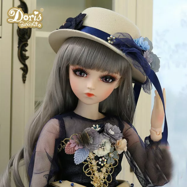 60cm 1/3 BJD Doll Ball Jointed GIFT Girl Eyes Face Makeup Wig Clothes Hat Set