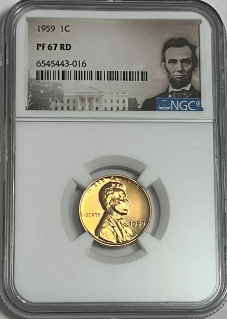 1959 Ngc Pf67 Rd Red Proof Lincoln Memorial Penny 1C One Cent Portrait Label