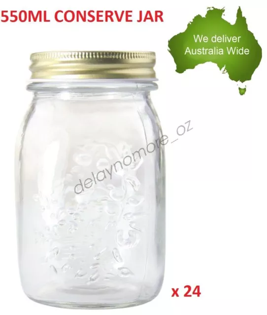 24 x Glass Jam Jar with Top lid 550ml Storage mini wedding party Food Jars