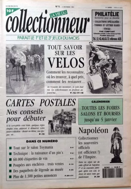 La Vie du Collectionneur n°5- Napoléon Les Vélos Etiquettes de vin Les pin's