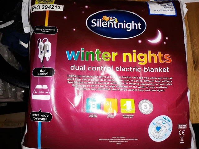 SILENTNIGHT WINTER NIGHTS Dual Control Electric Blanket - Double - New In  Pack £45.00 - PicClick UK