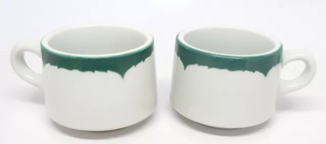 Vintage Shenango Pair of Green Everglade Coffee Mugs Restaurant Ware