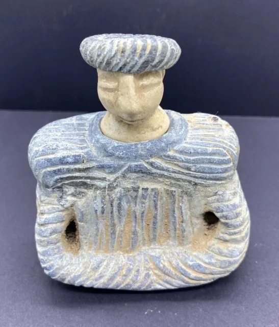 Ancient composition gray schist stone idol statue With Head And Heat