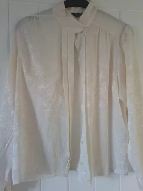 Camicia vintage Elsie Whiteley taglia 14 crema mozzafiato