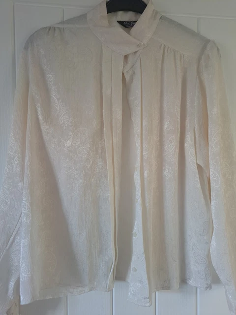 Camicia vintage Elsie Whiteley taglia 14 crema mozzafiato
