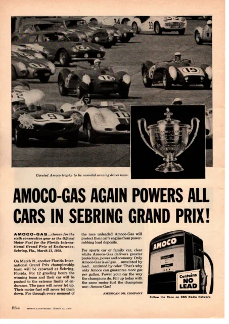 1959 Amoco-Gas Florida International Grand Prix Trophy Fuel Sebring FL Print Ad