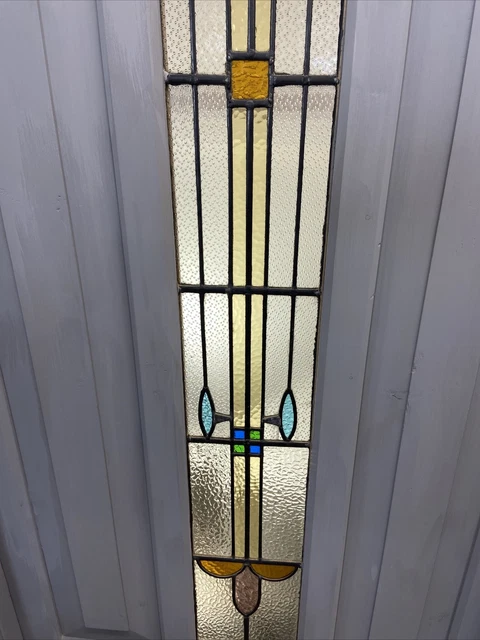 1 Stained Glass Front Door Wooden Reclaimed Old Antique Lead Arched Wood Frame 7