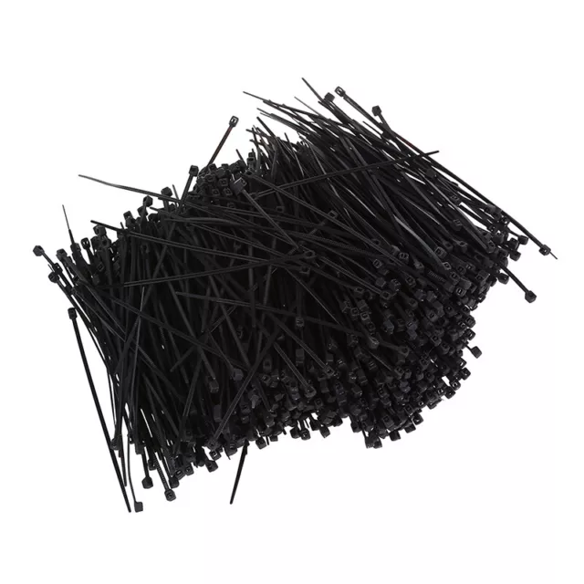 1000 Pcs Black nylon Cable Zip Tie Fasten Wrap 95mm x 2mm Q3A85563