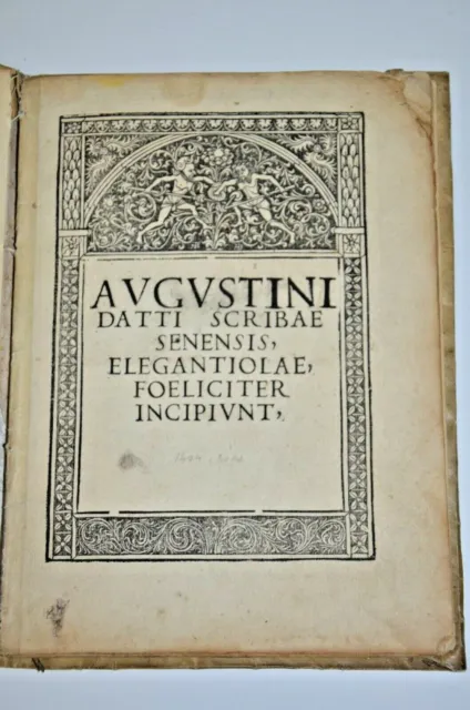1494 incunabula AVGVSTINI DATTI SCRIBSE SENENSIS Rome Extremely rare antique