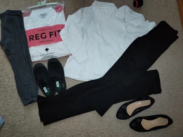 Girls school clothes bundle age 6 7 years tops Clarks PE pumps leggings NEXT M&S