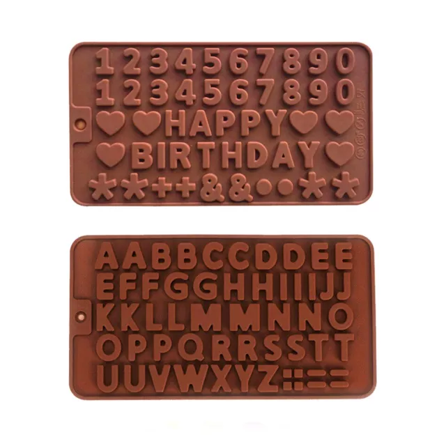 2pc Happy Birthday Alphabet Letters Numbers Silicone Chocolate Mould Cake Decor