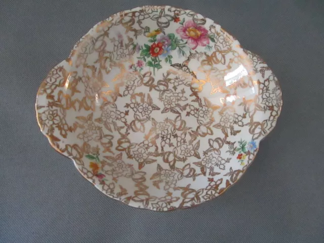 Lord Nelson Ware England Gold & Roses Handle Dish 2528 5"