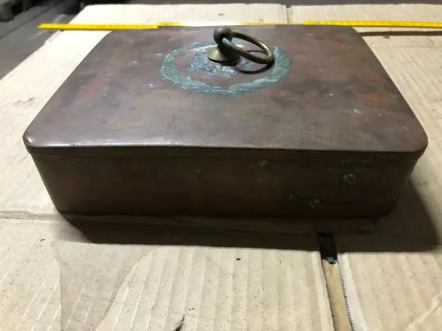 Antike Bettflasche Wärmflasche Kupfer viereckig L 24 cm VI SELTEN