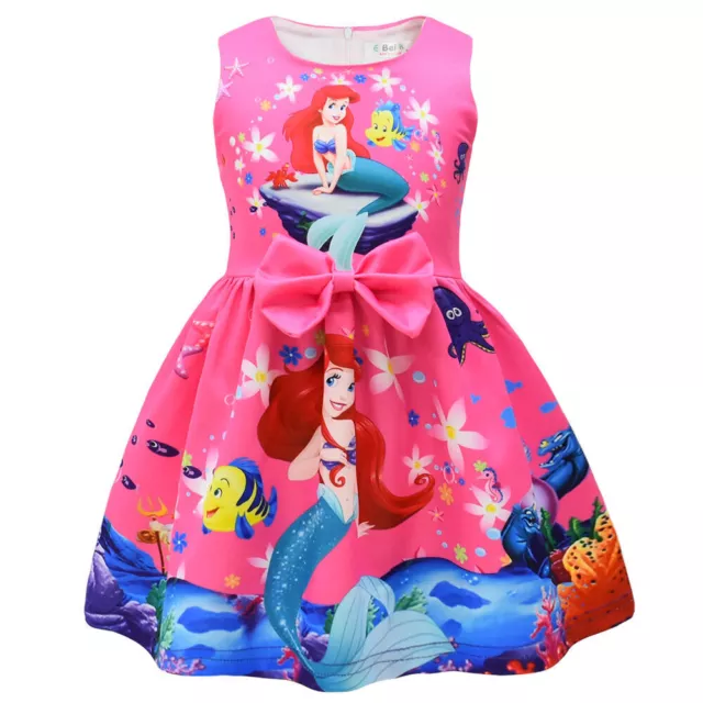 Kids The Little Mermaid Ariel Costume Bowknot Skirt Princess Party Fancy Dress 3