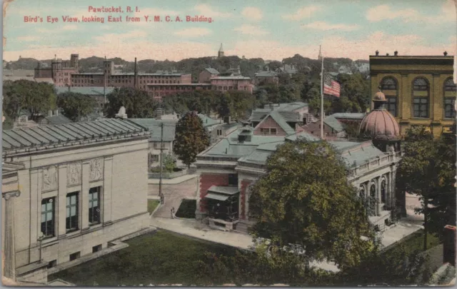 Postcard Bird's Eye View Looking East from YMCA Building Pawtucket RI