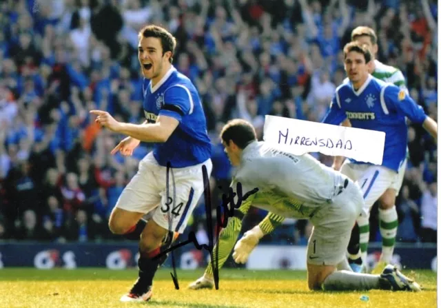 Rangers Andy Little scores v Celtic  HAND SIGNED 7in x 5in photo