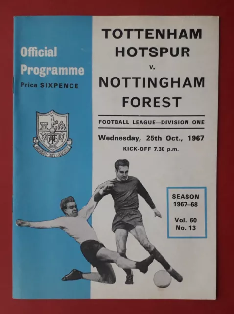 Tottenham Hotspur v Nottingham Forest 1967 - 1968 football programme