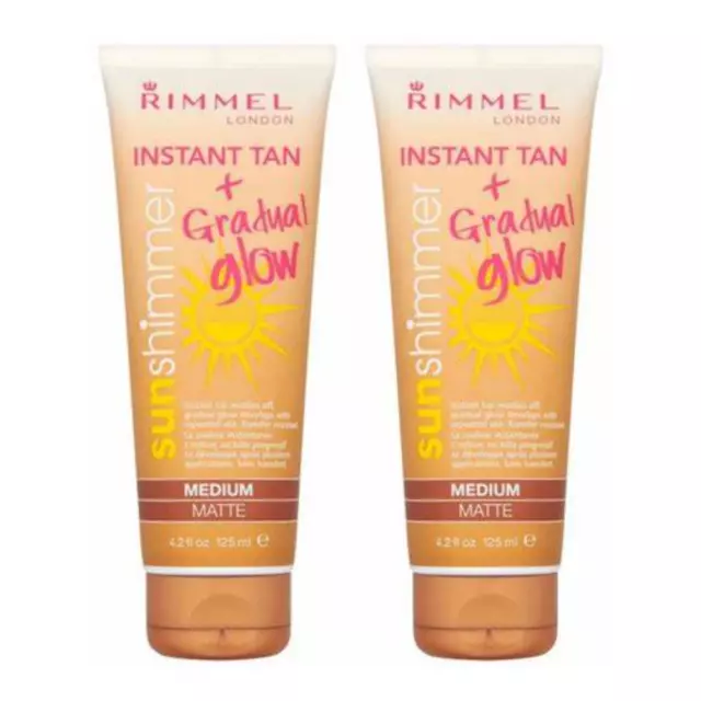 Rimmel Instant Tan Sun Shimmer Instant Tan & Gradual Glow - Medium Matte x2