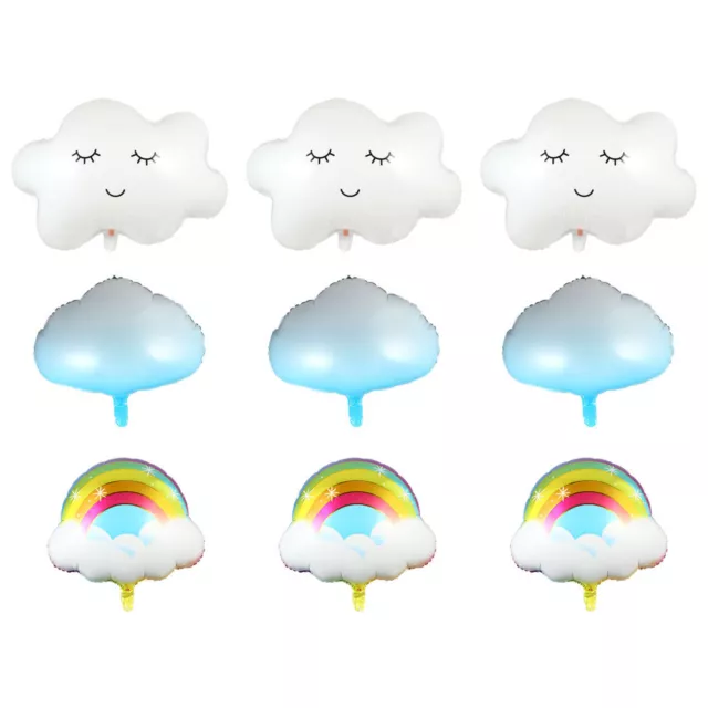 9 Pcs White Cloud Balloons Decorative Prop Rainbow The Clouds