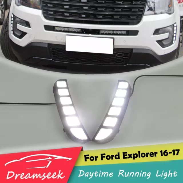 Paire LED DRL Lumière Diurne Feux Jour pour Ford Explorer 2016 2017 Fog Lampe