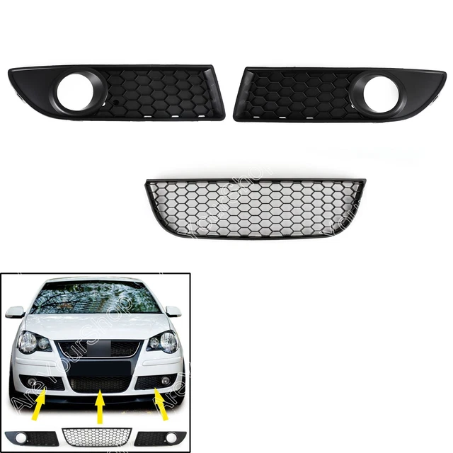 2005-2009 Center Grill Bumper Grille Lower VW BLACK For 9N3 Polo Front GTI Fog C