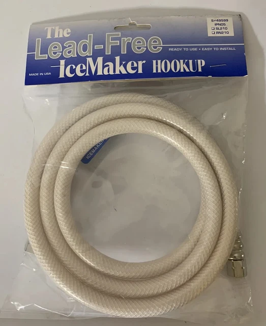NEW Lead Free Ice Maker Hookup Line S#49599 5' 1/4c x 1/4c Poly Braided