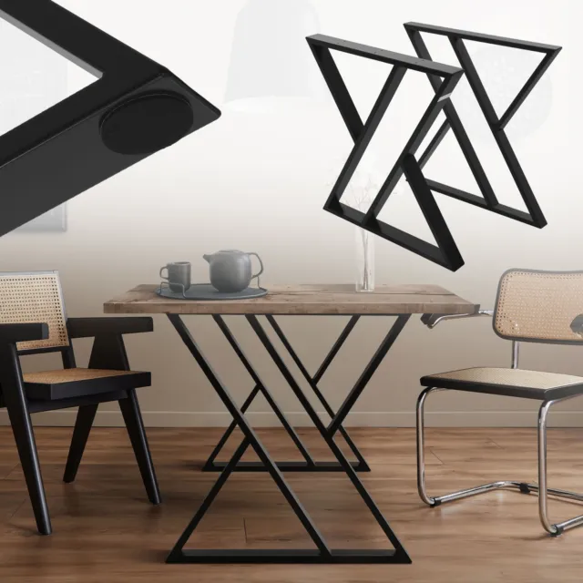 2x Telaio gambe per tavoli in acciaio nero forma ad X struttura 69x6x72 cm