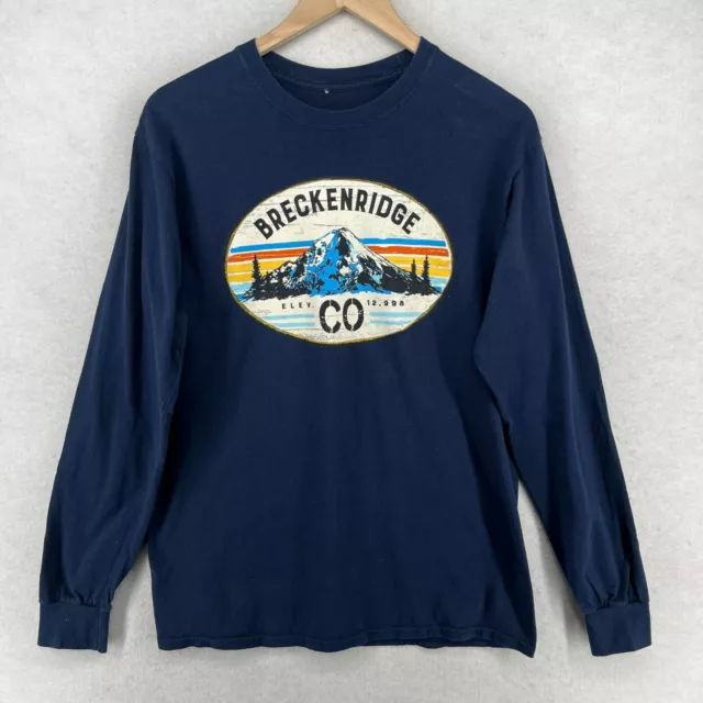 BRECKENRIDGE COLORADO Shirt Mens M SKI RESORT ROCKY MOUNTAIN CO. Jersey Blue