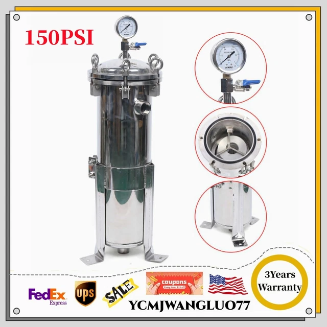 High Pressure #4 Bag Filter Housing 150PSI Filtration 10t/h 304 Stainless Steel