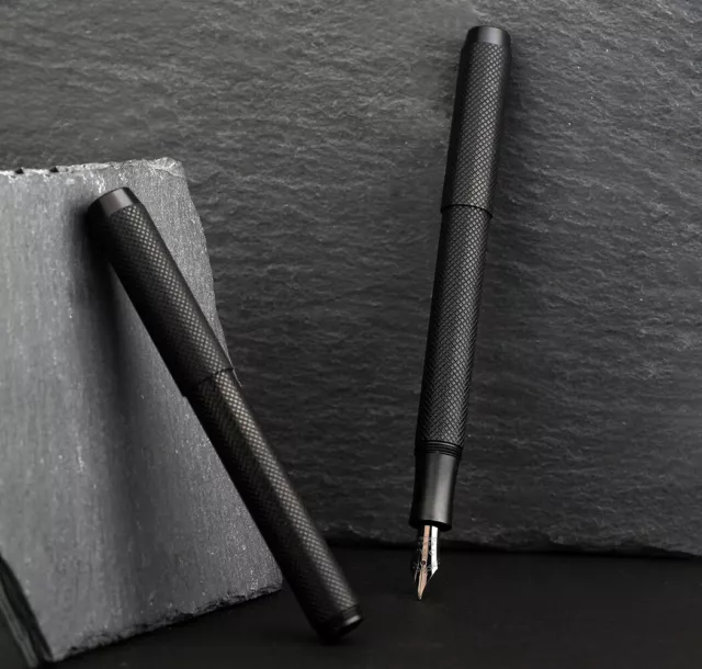 MAJOHN Hunyuan Metal Black Brass Fountain Pen EF/F/Bent Nib Ink Pen Original Box