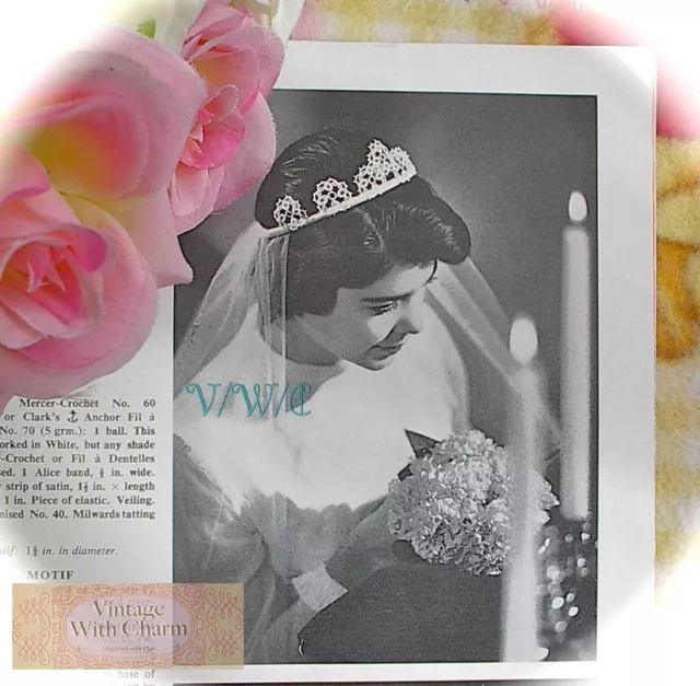 Vintage Tatting Pattern Instructions For A Bridal Headdress