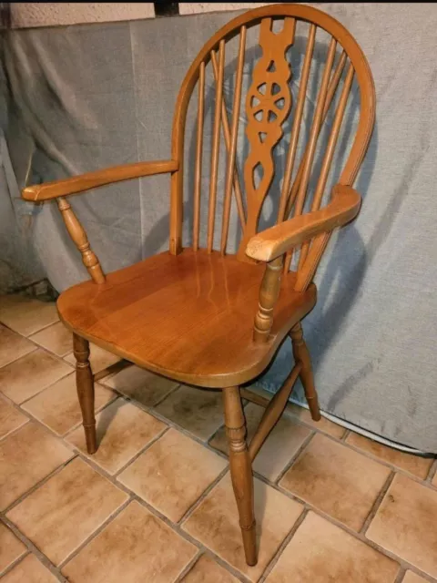 Antik Stuhl Windsor Wheelback Chair Holz Vintage Armlehnen Stabil